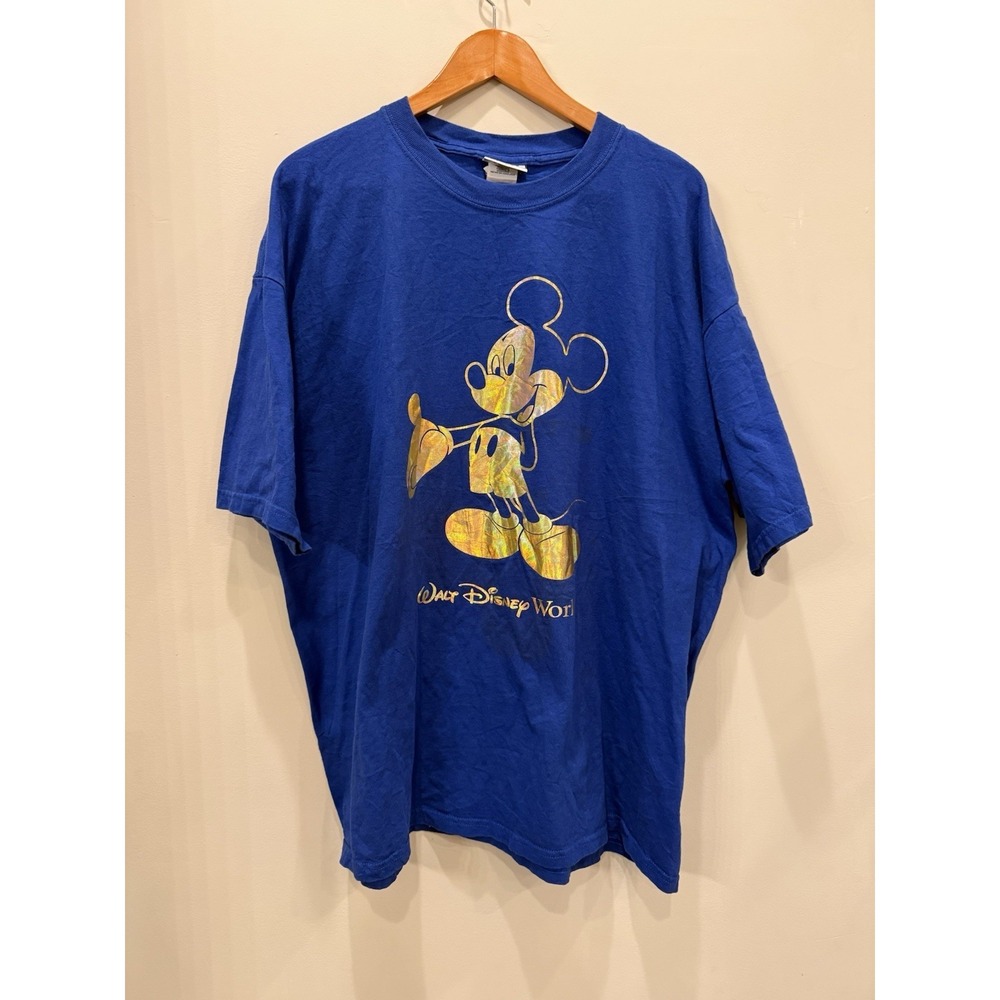 Vintage 90s Walt Disney World Mickey‎ Mouse graphic T-shirt Blue Size XL